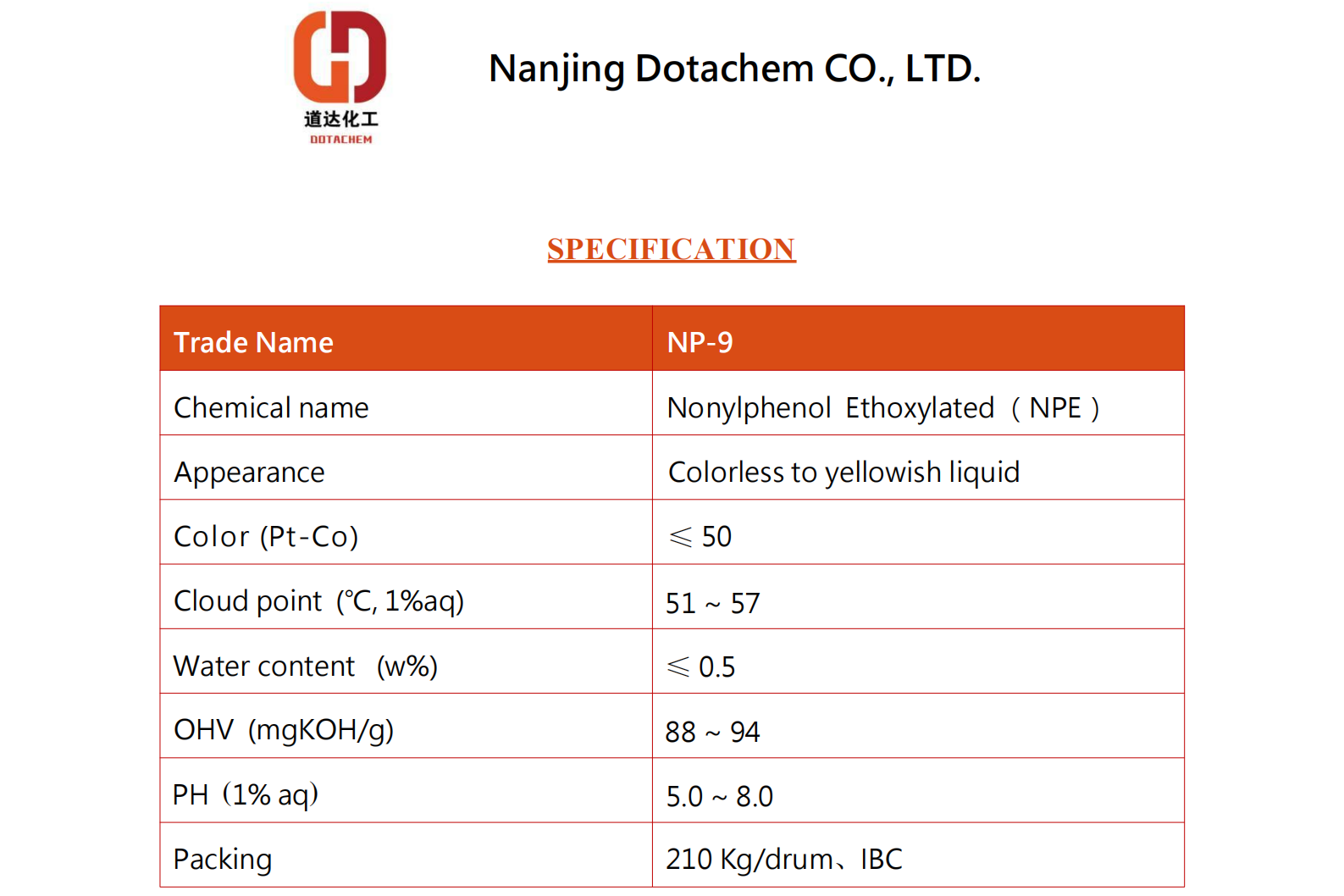 Nonilfenolo etossilato-9-TDS-Dotachem